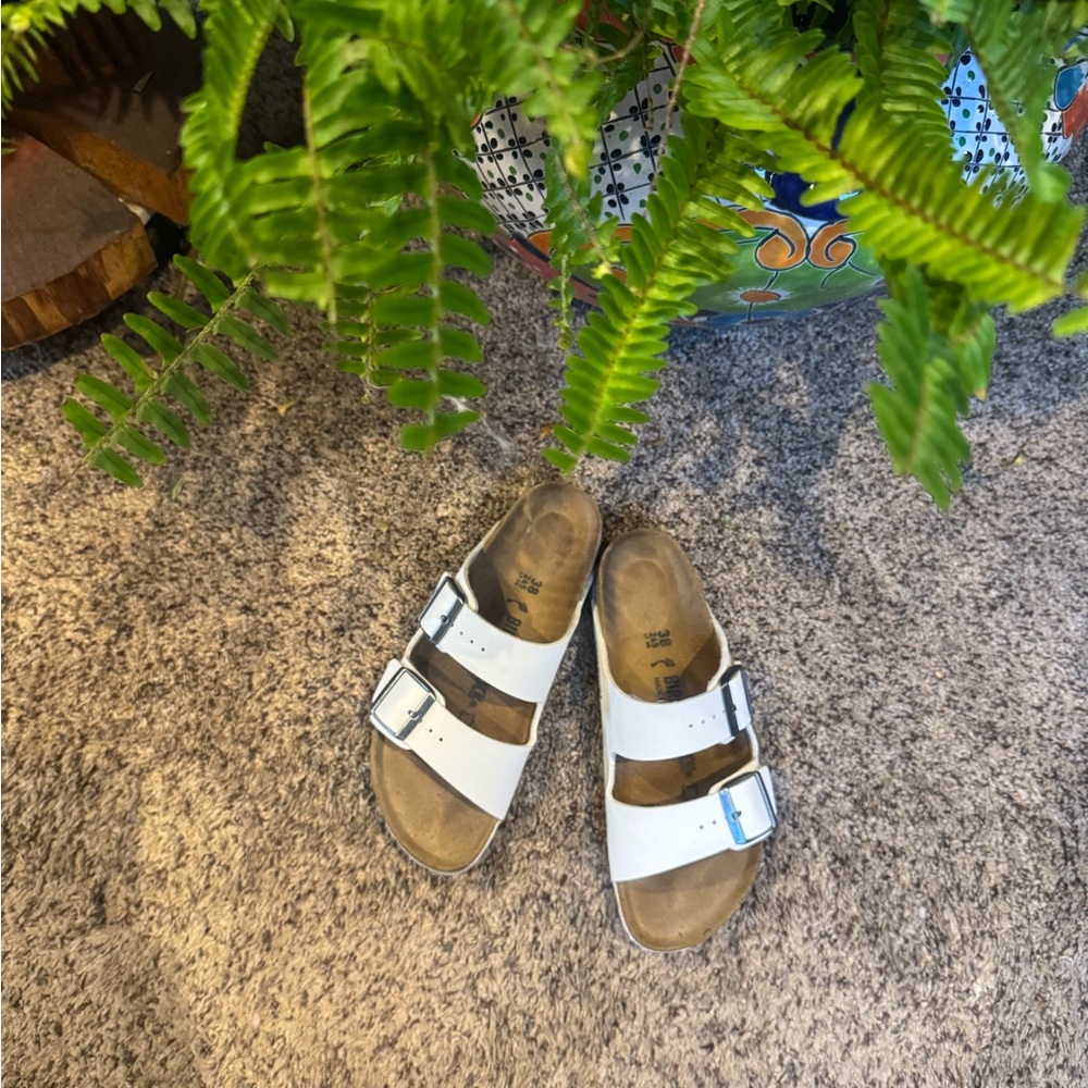 White Double-Buckle Women's Sandals